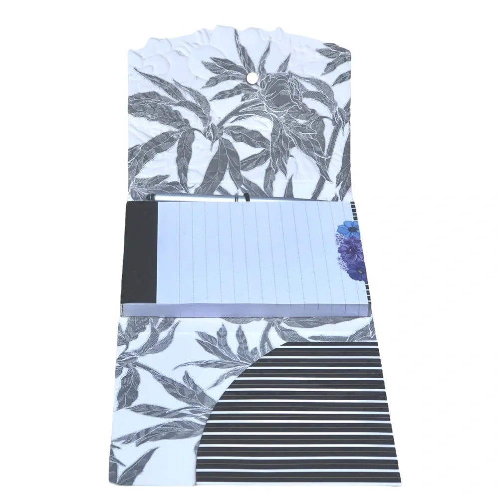 Pictura Sienna's Garden Collection Black Stripe Garden Embossed Purse Note Pad